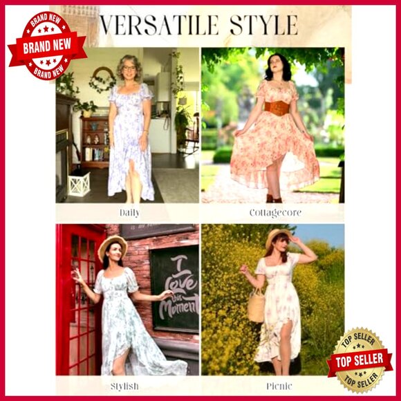 Chiffon Corset Sundress Flowy Floral Wedding Guest Dress Elegant Boho - Picture 5 of 7